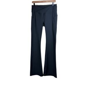 Fabletics NWT Black Ribbed Stretchy Full Length Flared Leggings